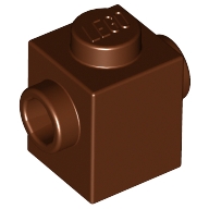 Lego kostka (kostička) 1x1 s nopy na dvou stranách, červeno hnědá (4213573, 4645102, 6253167)